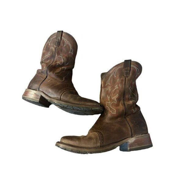 Double-H Folklore Brown Leather Roper Cowboy Work Boots DH3560 Made USA 9.5ee main image 5